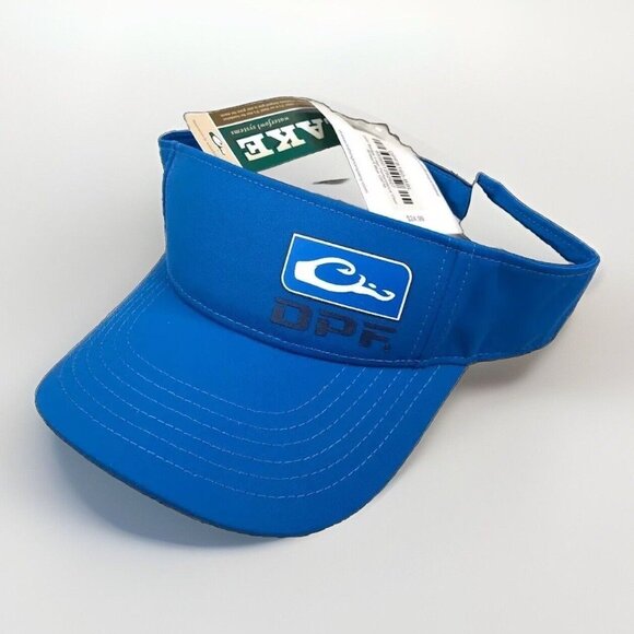 Drake DPF Badge Logo Visor Blue Ripstop Performance Fishing Hat Cap Mens New NWT - Picture 1 of 7